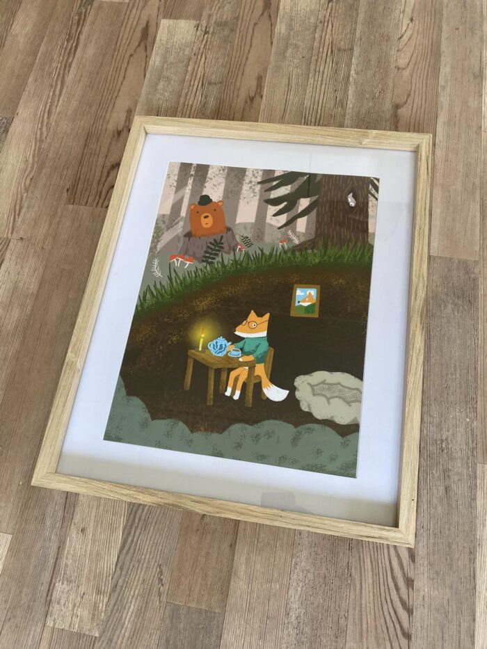Fox and bear illustration for nursery by Pete Reynolds Gather