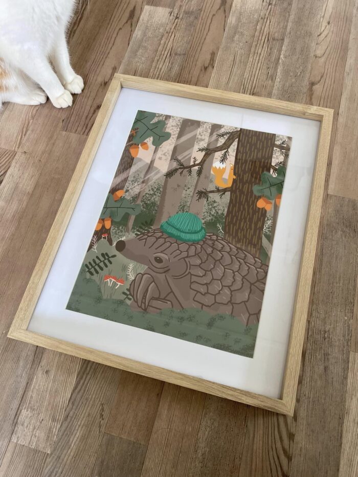 Pangolin illustration for nursery by Pete Reynolds Gather