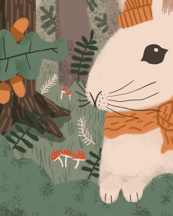 Rabbit illustration detail for nursery by Pete Reynolds Gather