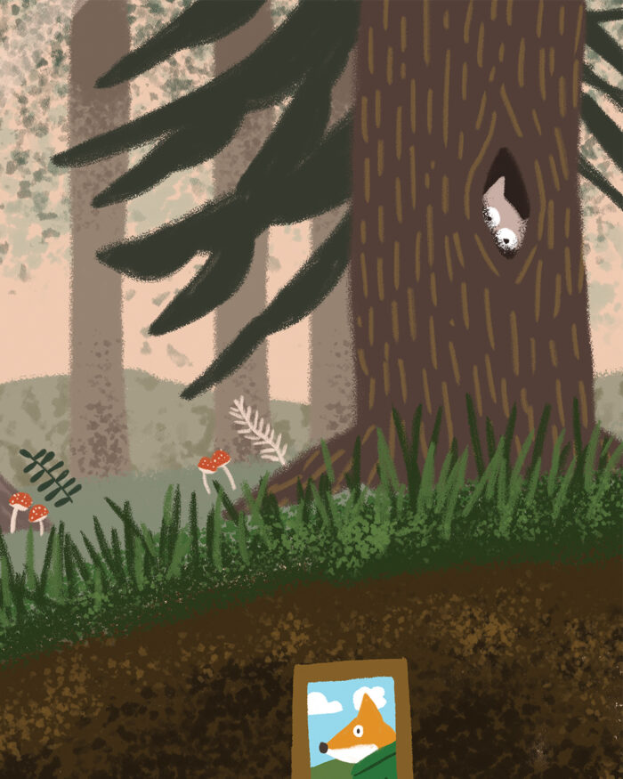 Fox and bear illustration detail for nursery by Pete Reynolds Gather